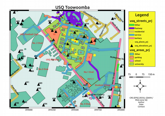 USQ Main Campus Map created using QGIS